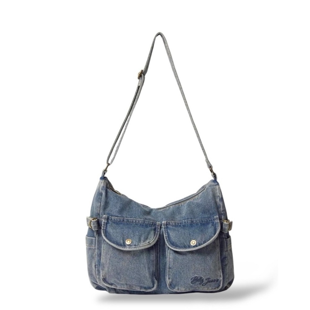 BDG Urban Outfitters Oversized Denim Crossbody Cargo Bag Blue Y2K Hobo